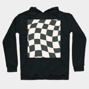 Sage Checkered Retro Pattern Print Green Hoodie